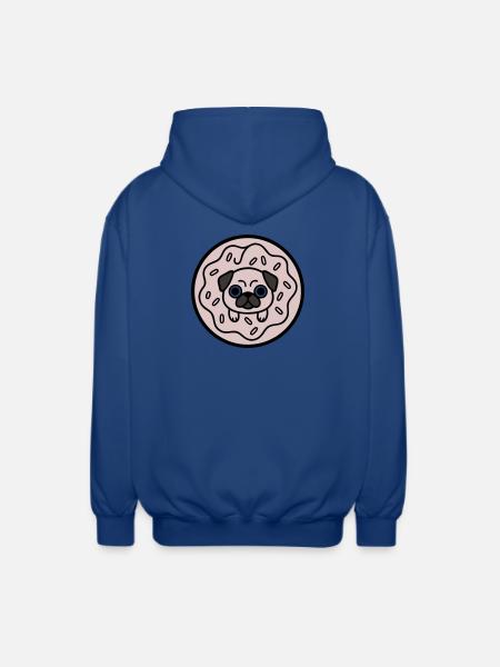 Pug Dog Donut Candy - Unisex Hooded Jacket - royal blue