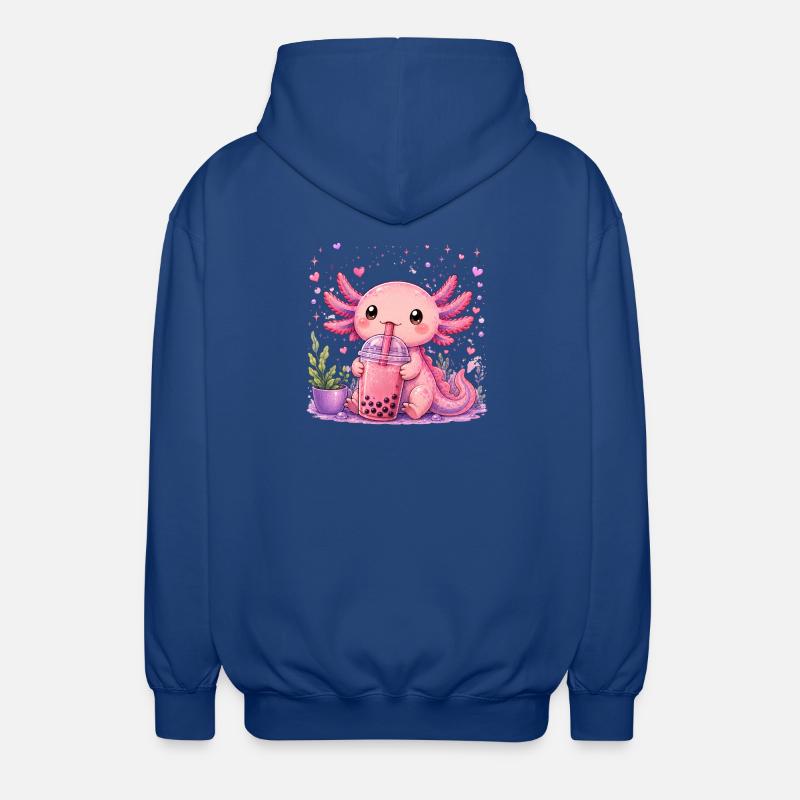 Axolot rose avec bubble tea - Veste à capuche unisexe - bleu royal