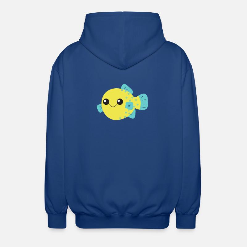 Poisson-globe, poisson mignon, océan, - Veste à capuche unisexe - bleu royal