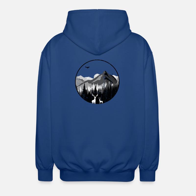 Silhouetten der Mountain Dawn Deer - Unisex Kapuzenjacke - Royalblau