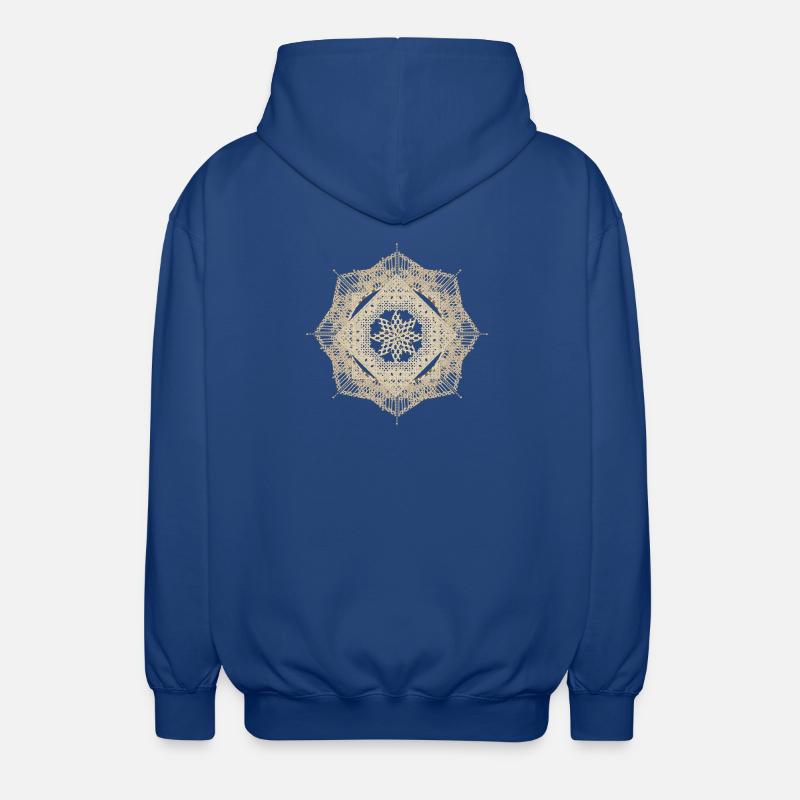 geometric macramé style flower pendant - Unisex Hooded Jacket - royal blue