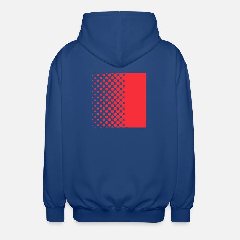 Halftone Gradient Rotes Panel - Unisex Kapuzenjacke - Royalblau