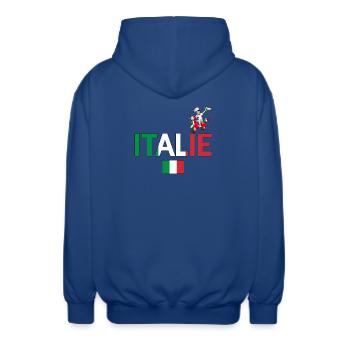 Italie - Veste à capuche unisexe - bleu royal - Dos - AI Model Male 185 light (185cm)