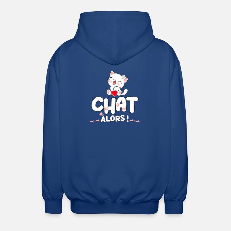 Chat mignon avec cœur et fleurs - Veste à capuche unisexe - bleu royal