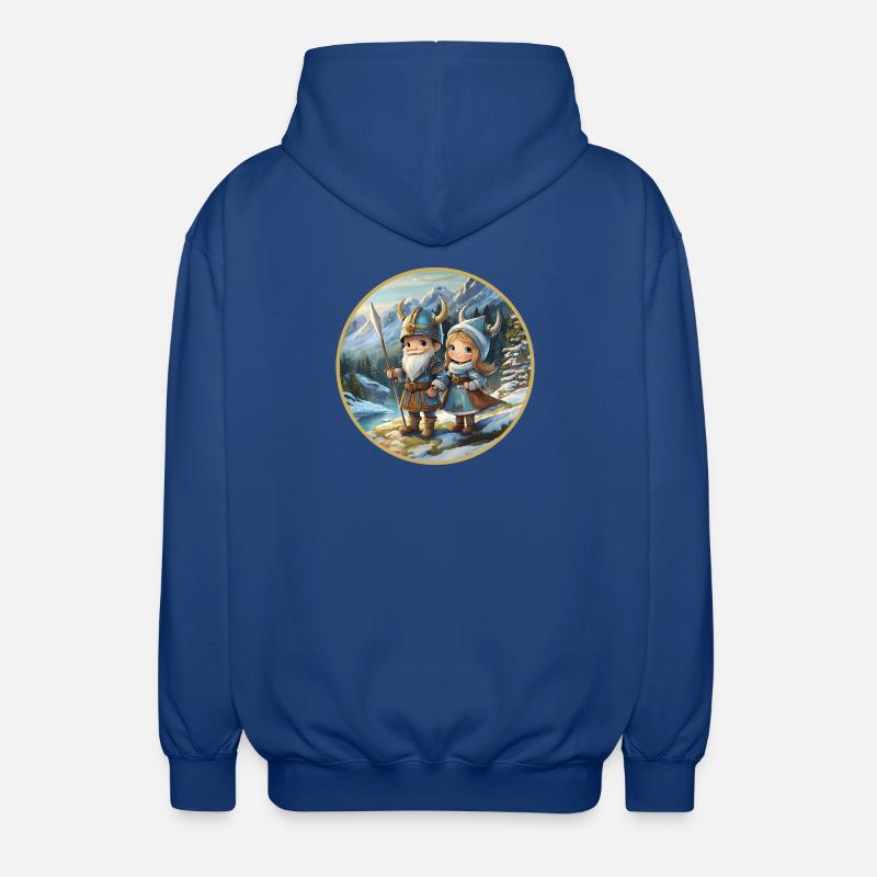 Wikingerjunge und -mädchen - Unisex Kapuzenjacke - Royalblau