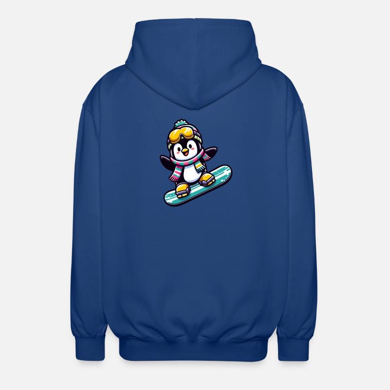 Snowboard Star: Der gleitende Pinguin - Unisex Kapuzenjacke - Royalblau