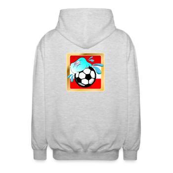 SOMMER IN ÖSTERREICH FUßBALL - Unisex Kapuzenjacke - Hellgrau meliert - Hinten - AI Model Male 185 light (185cm)