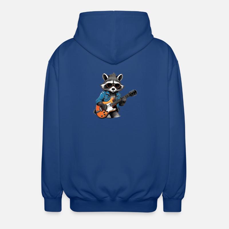 Stylischer Waschbär mit E-Gitarre - Unisex Kapuzenjacke - Royalblau