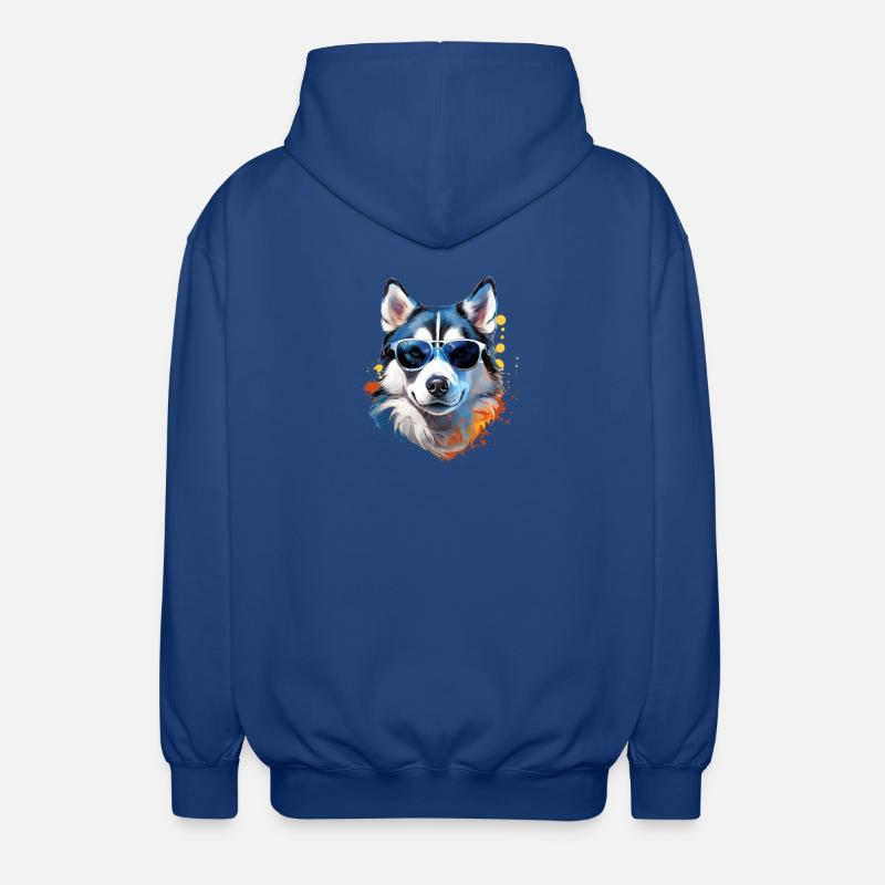 Husky mit Sonnenbrille - Unisex Kapuzenjacke - Royalblau