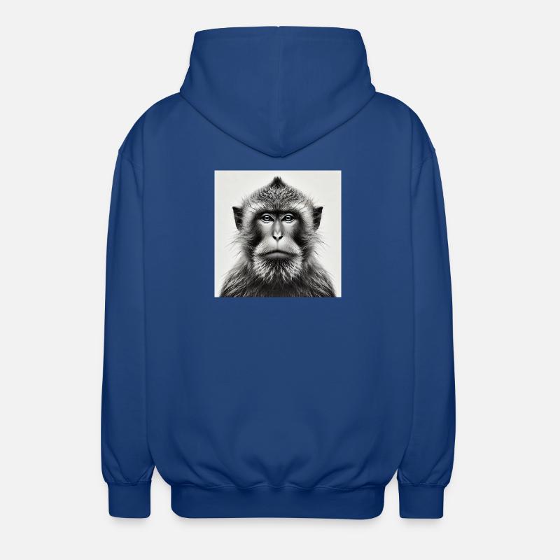Affe in Graustufen - Unisex Kapuzenjacke - Royalblau