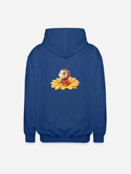 Cute ladybug on a flower - Unisex Hooded Jacket - royal blue