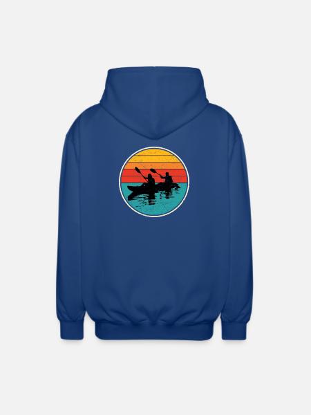 Sunset Kayak Duo Circle - Unisex Hooded Jacket - royal blue