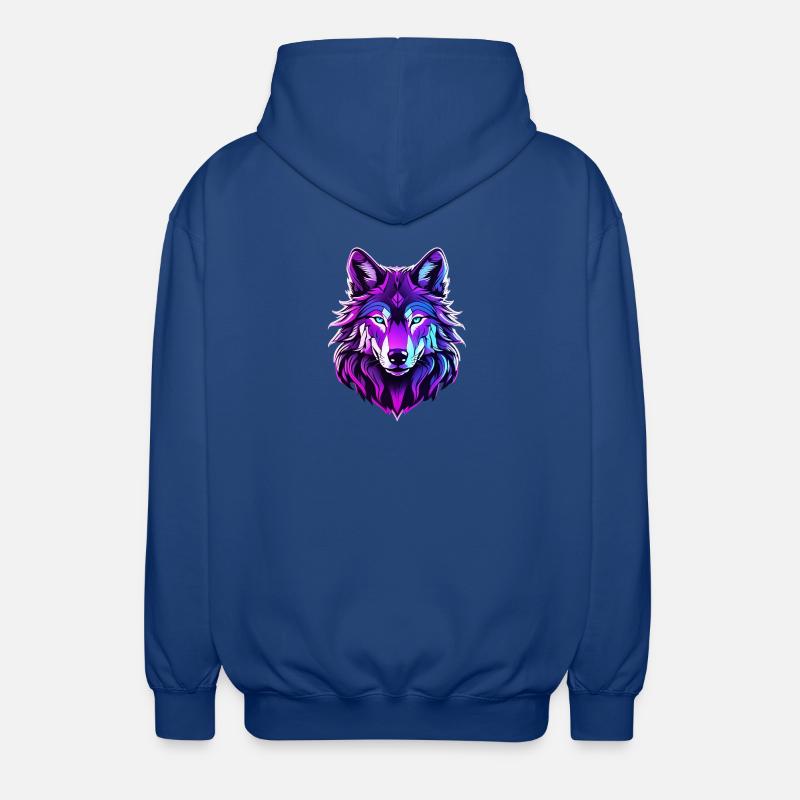 Wolf in Neonfarben - Unisex Kapuzenjacke - Royalblau