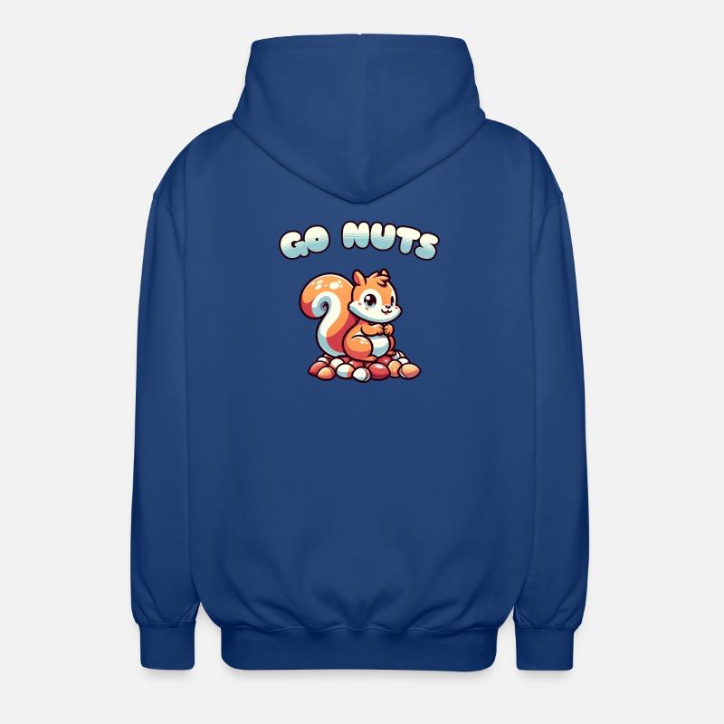 Eichhörnchen sitzt auf Nüssen Cartoon-Tee - Unisex Kapuzenjacke - Royalblau