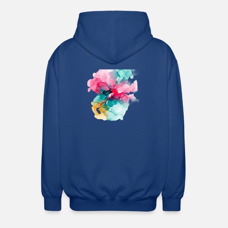 Abstrakte Aquarell-Blüte: Lebendige Farbexplosion - Unisex Kapuzenjacke - Royalblau