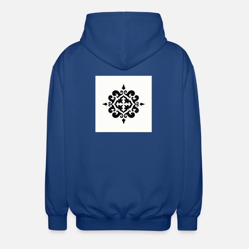Elegant Black Ornamental Pattern - Unisex Hooded Jacket - royal blue