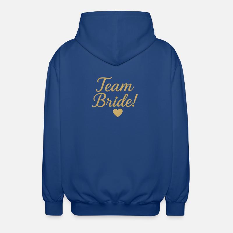 Team Bride Gold Script Design. Wedding - Unisex Hooded Jacket - royal blue