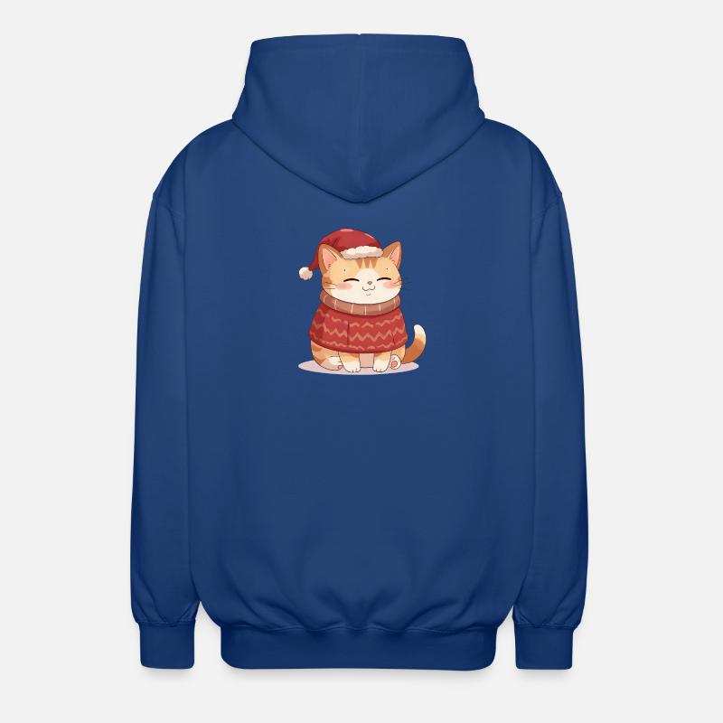 Anime Katze im Weihnachtspullover - Christmas - Unisex Kapuzenjacke - Royalblau
