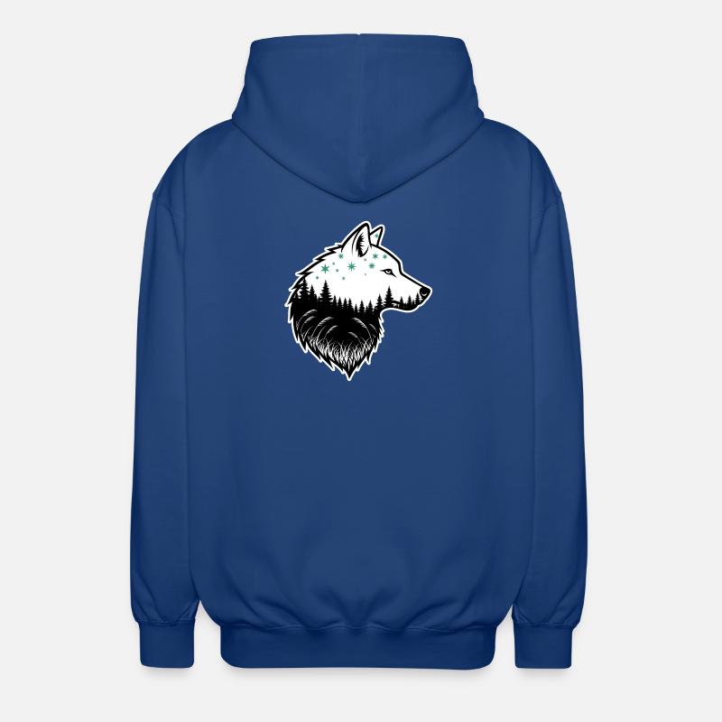 Wolf Silhouette Nachtwald Design - Unisex Kapuzenjacke - Royalblau