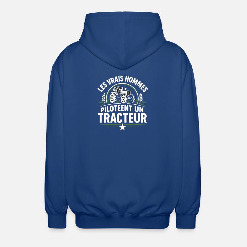 Echte Männer fahren einen Traktor - Unisex Kapuzenjacke - Royalblau