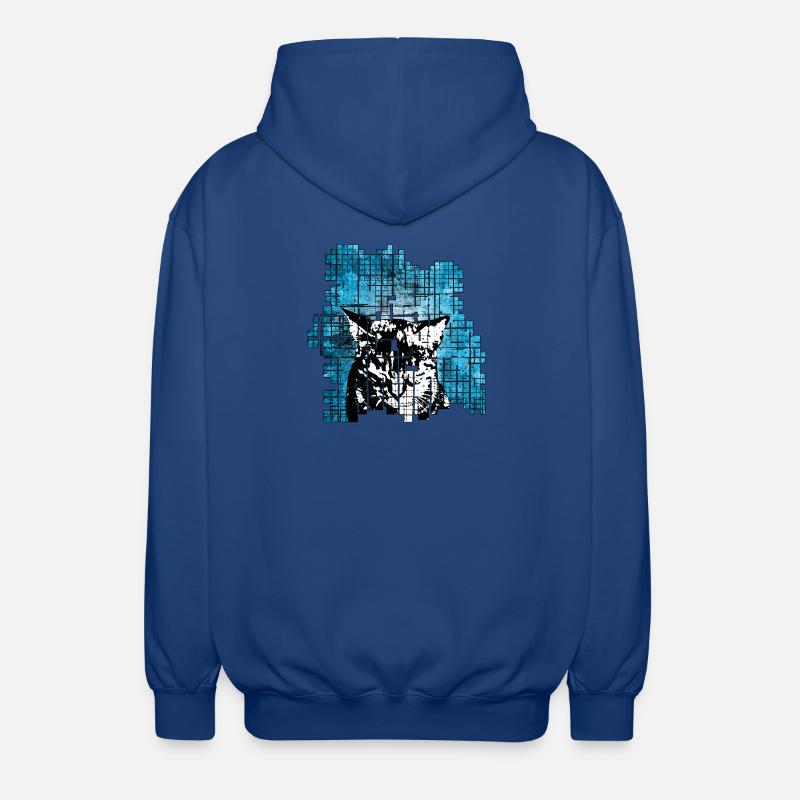 Graffiti-Stil Katzenporträt mit blauer Explosion - Unisex Kapuzenjacke - Royalblau
