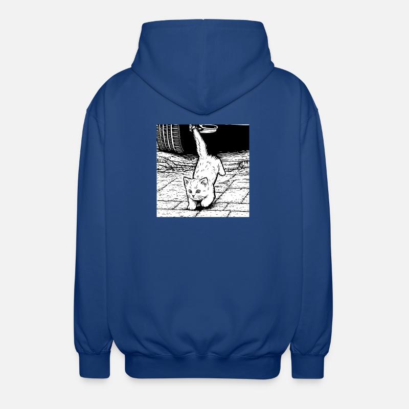 Katzenpfoten Blick unter Auto - Unisex Kapuzenjacke - Royalblau