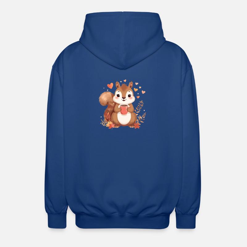 Herbstliches Eichhörnchen mit heißem Kakao - Unisex Kapuzenjacke - Royalblau
