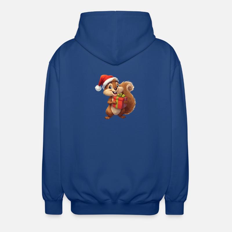 Christmas squirrel with gift - Unisex Hooded Jacket - royal blue
