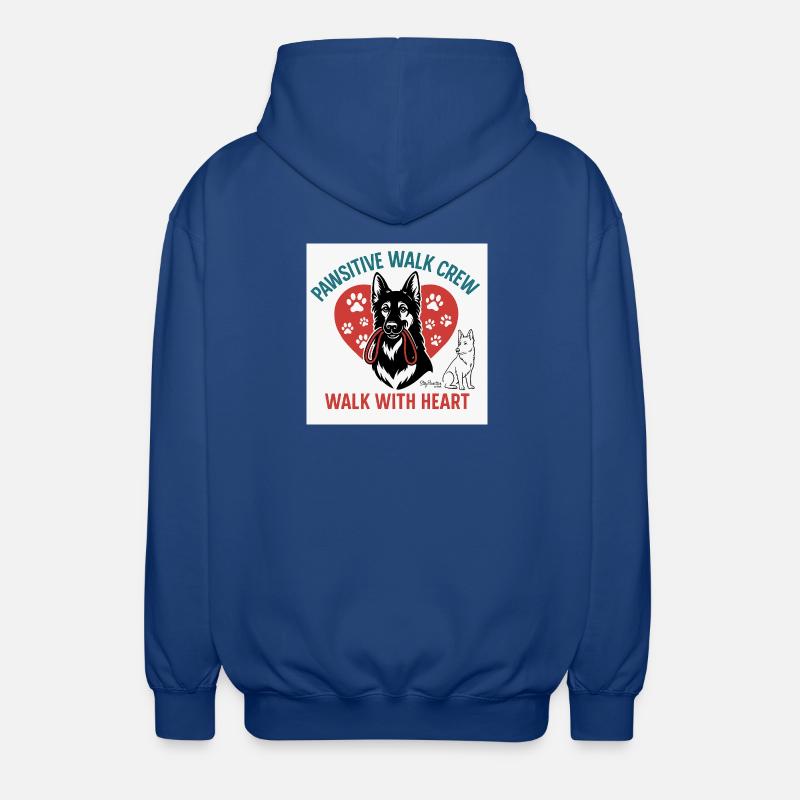 Pawsitive Walk Crew Heart Paws - Unisex Hooded Jacket - royal blue