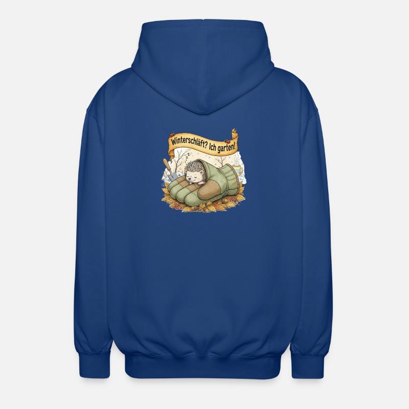 Igel schläft in Gartenhandschuh "Winterschläft? Ic - Unisex Kapuzenjacke - Royalblau