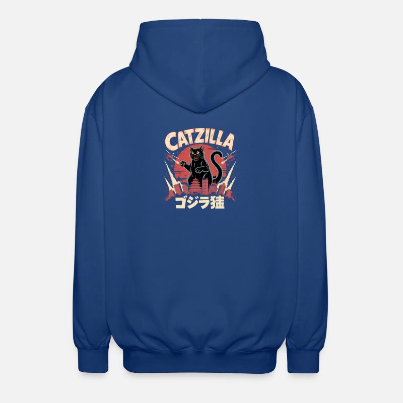 Catzilla - Logo de chat mignon - Veste à capuche unisexe - bleu royal