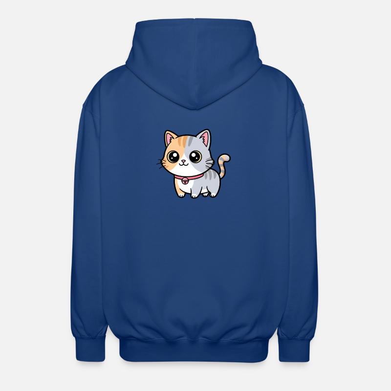 Calico Kitten Collar Charm - Unisex Hooded Jacket - royal blue