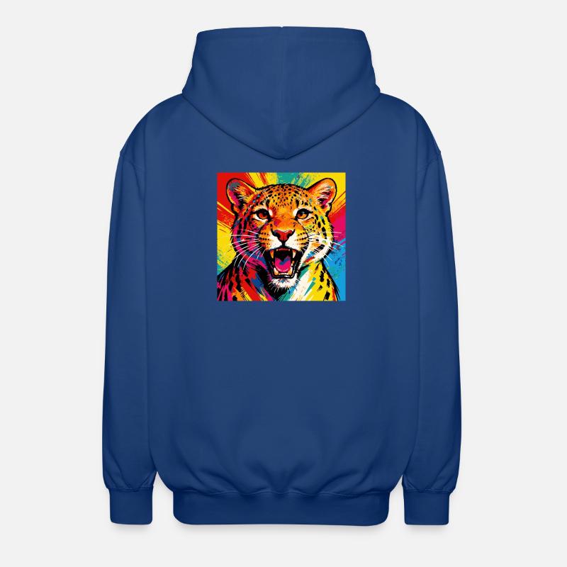 Leopard Pop Art Farbexplosion - Unisex Kapuzenjacke - Royalblau