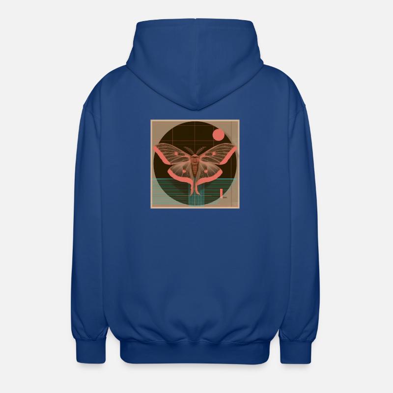 Luna Moth – Rétro Geometry Moth Design - Veste à capuche unisexe - bleu royal