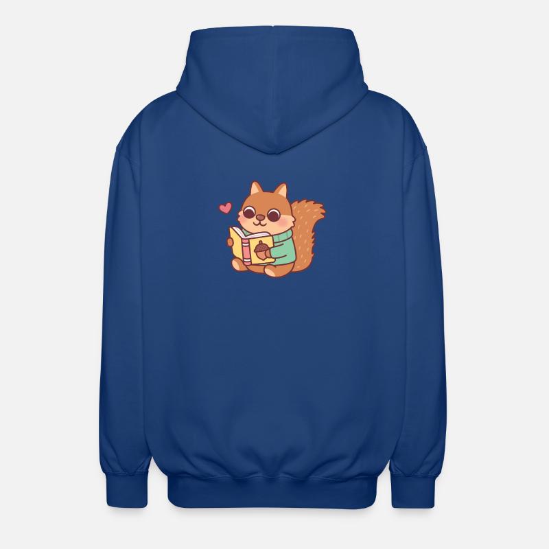 Niedliches Eichhörnchen liest ein Buch - Unisex Kapuzenjacke - Royalblau