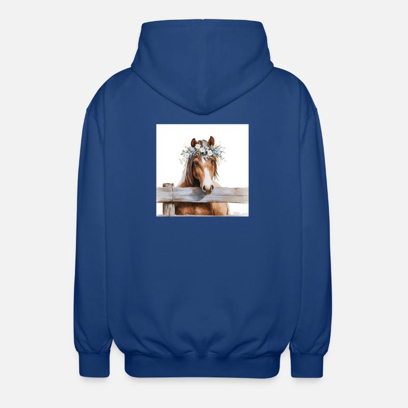 Blütengekrontes Pferd - Unisex Kapuzenjacke - Royalblau