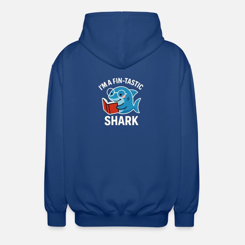Fin-Tastic Shark liest Buch - Unisex Kapuzenjacke - Royalblau