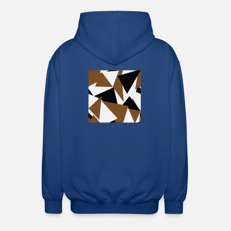 Brown Black Triangles Geometry - Unisex Hooded Jacket - royal blue