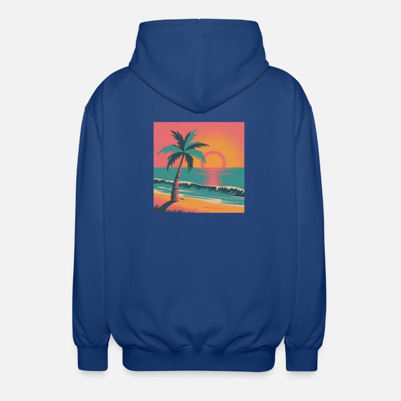 Palmier Retro Couchant Sur l’Océan - Veste à capuche unisexe - bleu royal