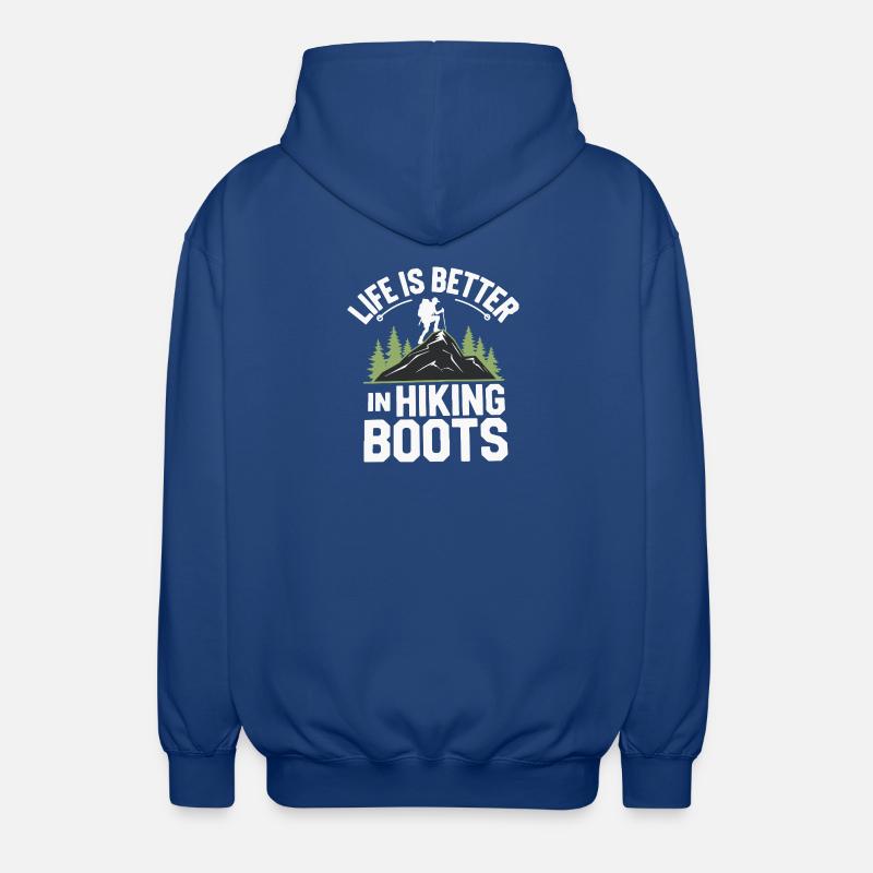 Das Leben ist besser in Wanderschuhen - Unisex Kapuzenjacke - Royalblau