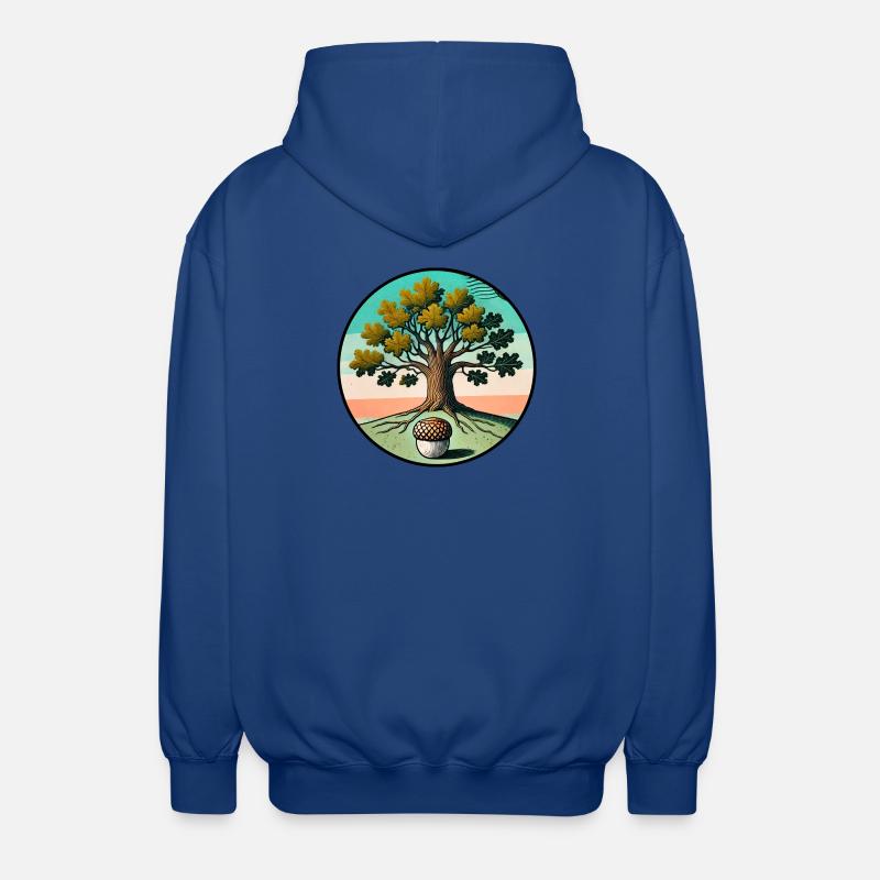 Retro-Baum des Lebens mit Eichel - Unisex Kapuzenjacke - Royalblau