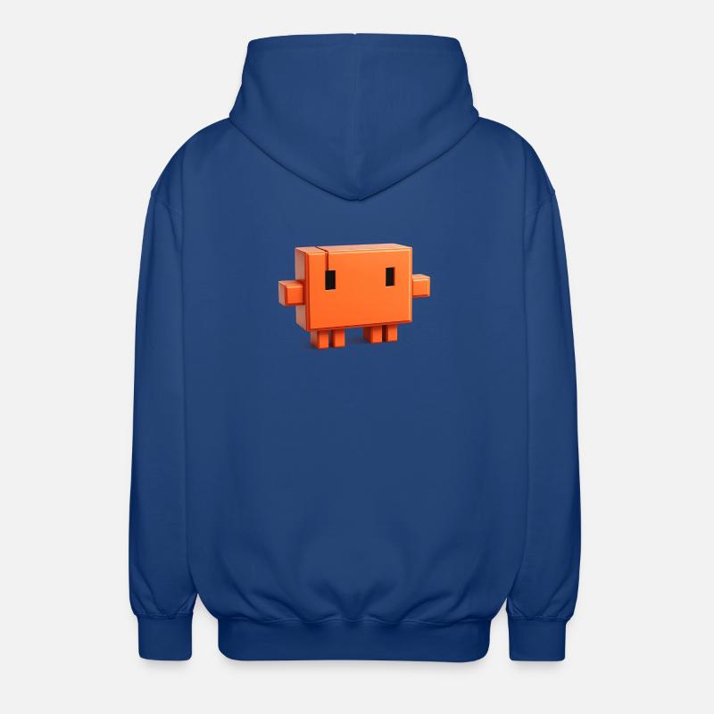 Claude Code Pixel 3D Mascot Cute Dev Naklejka - Rozpinana bluza z kapturem unisex - błękit królewski