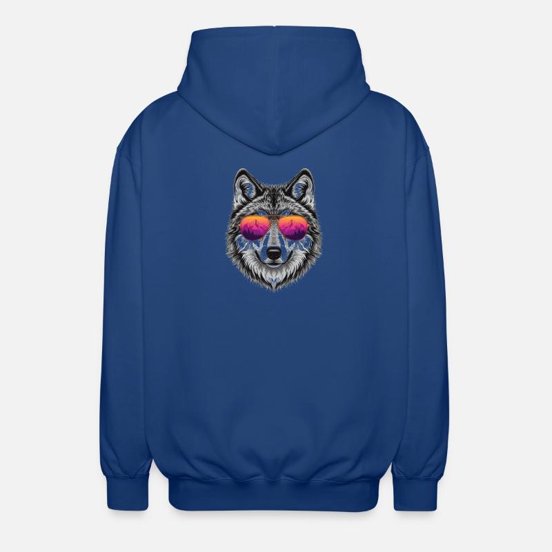 Cool Wolf with Sunglasses Graphic Tee - Unisex Hooded Jacket - royal blue