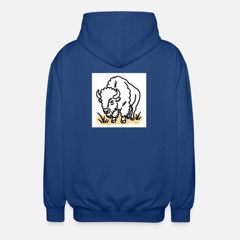 Bisons sur herbe jaune - Veste à capuche unisexe - bleu royal