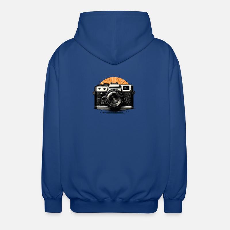 Retro Camera Sunburst - Unisex Hooded Jacket - royal blue