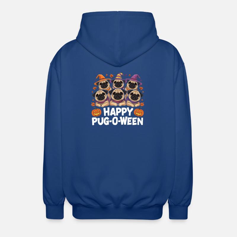 Pug-O-Ween Witch Hat Pugs - Unisex Hooded Jacket - royal blue