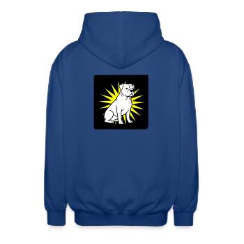Cooler Hund im Punk Rock & Pop Art Stil - Unisex Kapuzenjacke - Royalblau - Hinten - AI Model Male 185 light (185cm)