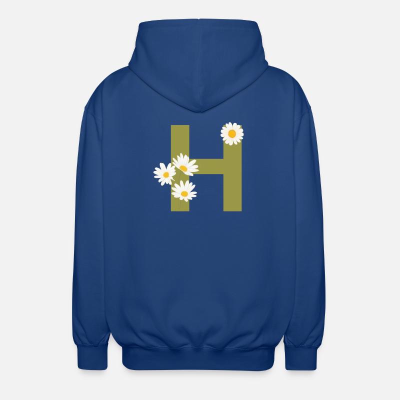 Buchstabe h grüne Gänseblümchen - Unisex Kapuzenjacke - Royalblau