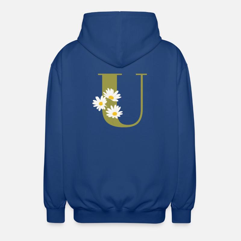 Grüne Gänseblümchen u Buchstabe - Unisex Kapuzenjacke - Royalblau