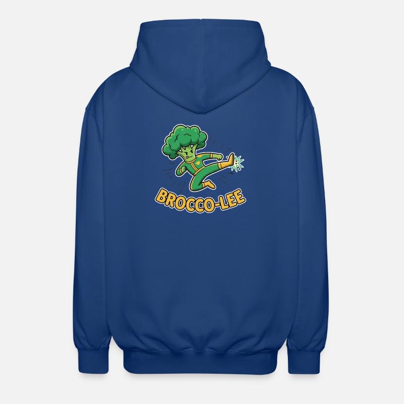 Brocco-Lee Punny Kicking Broccoli Ninja - Veste à capuche unisexe - bleu royal